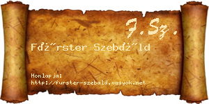 Fürster Szebáld névjegykártya